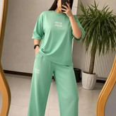 ست تیشرت شلوار miu miu گلکسی پنبه